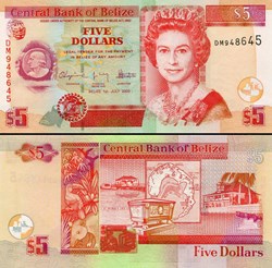 BELIZE - PICK 67d  - 5 Dollars - 2009