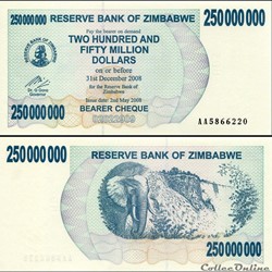 ZIMBABWE - PICK 059a - 250 000 000 Dollars - 2008