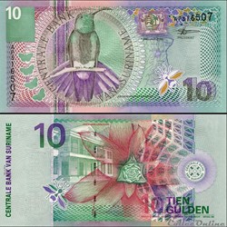 SURINAME - PICK 147 - 10 GULDEN - 2000