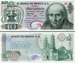 MEXIQUE - PICK 063d4 - 10 PESOS - 1971