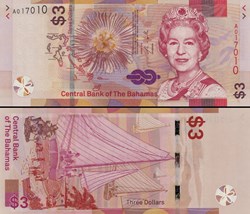 BAHAMAS - PICK 77Ab  - 3 Dollars - 2019