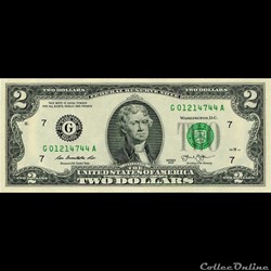 G- Chicago District - 2$ Federal Reserve Notes - Small Size 2013 Series