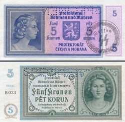 BOHÊME MORAVIE - PICK 4S - 5 KRONER - 1940