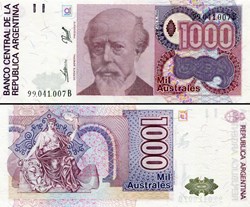 ARGENTINE - PICK 329 c - 1000 AUSTRALES - 1990