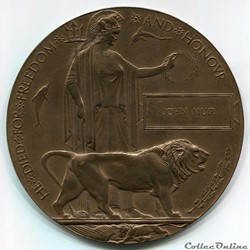 DEATH PLAQUE SOLDAT JOHN MUIR