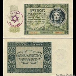 POLOGNE - PICK 093 - 5 ZLOTYCH - 1940