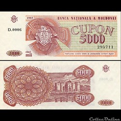 MOLDAVIE - PICK 004 - 5000 CUPON - 1992
