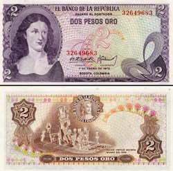 COLOMBIE - PICK 413 a 3 - 2 PESOS DE ORO COLOMBIEN - 1973