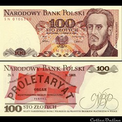 POLOGNE - PICK 143 E 1 - 100 ZLOTYCH - 1986