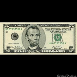 5$ Federal Reserve Notes - Small Size 2006 Series