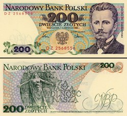POLOGNE - PICK 144 C 1 - 200 ZLOTYCH - 1986