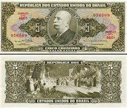BRÉSIL - PICK 176d3 - 5 CRUZEIROS - 1964