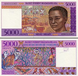 MADAGASCAR - PICK 078a - 5000 ARIARY - 1995
