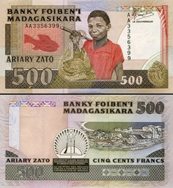 MADAGASCAR - PICK 071a - 500 ARIARY - 1988