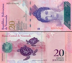 VENEZUELA - PICK 091 a - 20 BOLIVARES - 2007