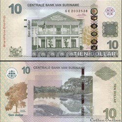 SURINAME - PICK 163 - 10 DOLLARS - 2010