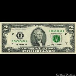 B- New-York District - 2$ Federal Reserve Notes - Small Size 2009 Series