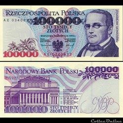 POLOGNE - PICK 160 A 2 - 100 000 ZLOTYCH - 1990