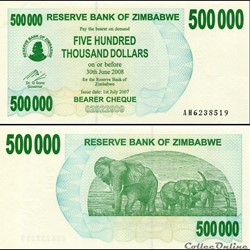 ZIMBABWE - PICK 051a - 500 000 Dollars - 2007