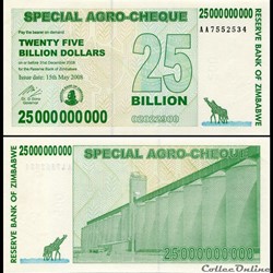 ZIMBABWE - PICK 062a - 25 000 000 000 Dollars - 2008