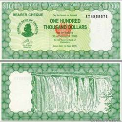 ZIMBABWE - PICK 029 - 100 000 Dollars - 2006