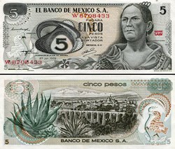 MEXIQUE - PICK 062- Série 1AW - 5 PESOS - 1972
