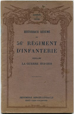 HISTORIQUE DU 56 ° RÉGIMENT D'INFANTERIE