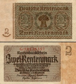 ALLEMAGNE - PICK 174 b1 - 2 RENTENMARK - 1937