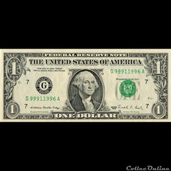 G- 1$ Federal Reserve Notes - Small Size 1988 Series