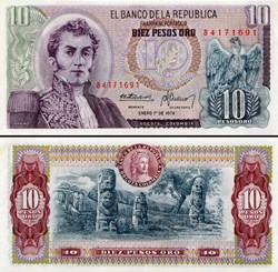 COLOMBIE - PICK 407 f4 - 10 PESOS DE ORO COLOMBIEN - 1978