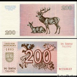 LITUANIE - PICK 45 - 200 TALONAS - 1993