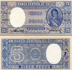 CHILI - PICK 119 a 1 - 5 PESOS - 1958