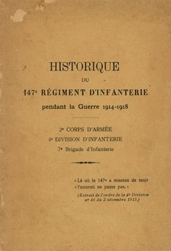HISTORIQUE DU 147 ° RÉGIMENT D'INFANTERIE