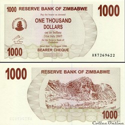 ZIMBABWE - PICK 044a - 1000 Dollars - 2006