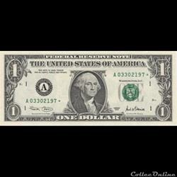 A- 1$ Federal Reserve Notes - Small Size 2001 Series