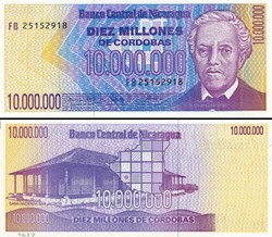 NICARAGUA - PICK 166 a  - 10 000 000 CORDOBAS - 1990