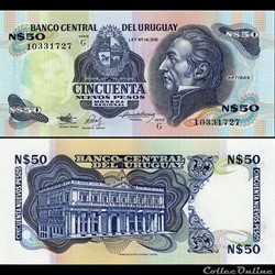 URUGUAY - PICK 061 A b - 50 NUEVOS PESOS - 1989