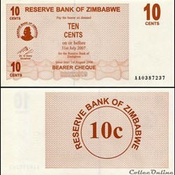 ZIMBABWE - PICK 035a - 10 Cents - 2006