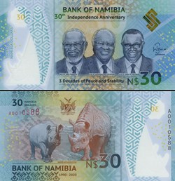 NAMIBIE - PICK 18 a - 30 Dollars Namibiens - 2018
