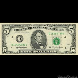 5$ Federal Reserve Notes - Small Size 1995 Series