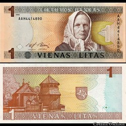 LITUANIE - PICK 53 a - 1 LITAS - 1993