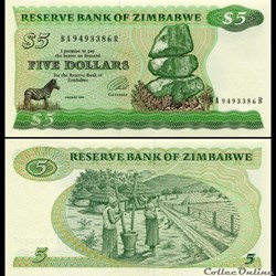 ZIMBABWE - PICK 002d - 5 Dollars - 1994