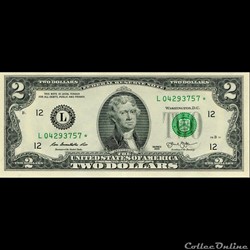 L- San-Francisco District - 2$ Federal Reserve Notes - Small Size 2013 Series