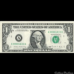 A- 1$ Federal Reserve Notes - Small Size 1988 Series
