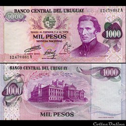 URUGUAY - PICK 052 a 2 - 1000 PESOS - 1974