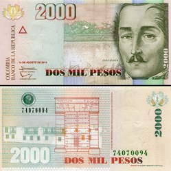 COLOMBIE - PICK 457 aa - 2000 PESOS  COLOMBIEN - 2014
