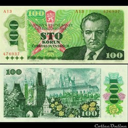 TCHÉCOSLOVAQUIE - PICK 97 - 100 KORUN - 1989