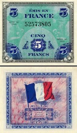 FRANCE -PICK 115 a - 5 FRANCS - 1944