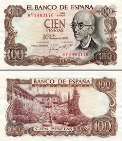 ESPAGNE - PICK 152 a - 100 PESETAS - 1970