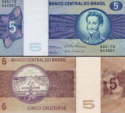 BRÉSIL - PICK 192c - 5 CRUZEIROS (NOVO) - 1974